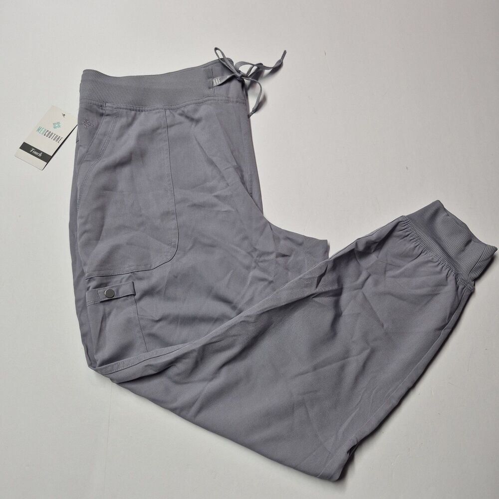 Med Couture Touch Womens XL Jogger Scrub Pants Cloud Gray NWT Cargo Nurse Yoga